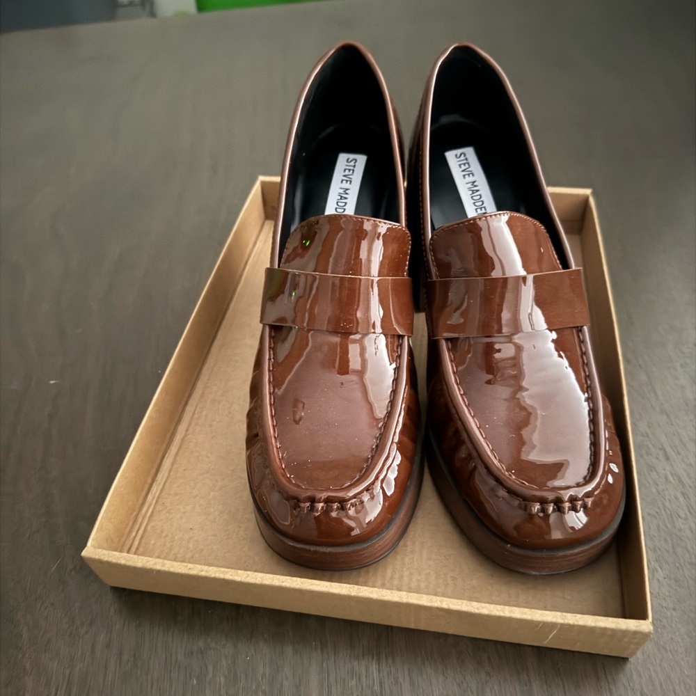 Steve Madden Brown Leather Penny Loafers